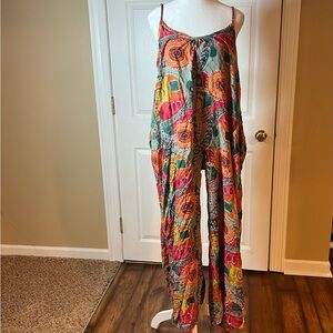 Women's Size XL Rayon Colorful Bohemian Festival Jumper Relaxed With Pockets